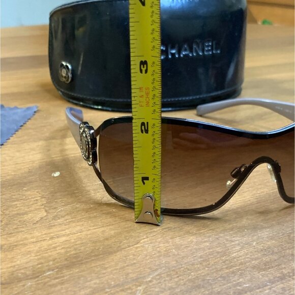 Chanel Bronze Tone/Brown Gradient 4164-B Camelia Shield Sunglasses w/ Case - Picture 16 of 17